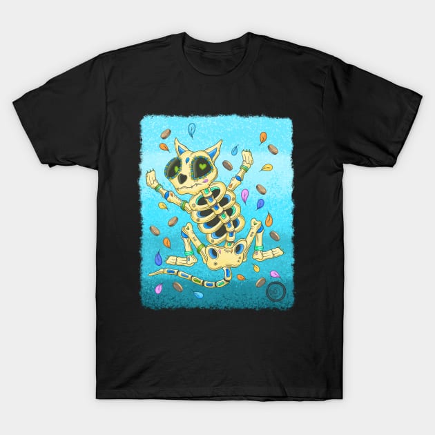 Cat Skeleton - Dia De Los Muertos - Colorful Cat skeleton T-Shirt by Scriptnbones